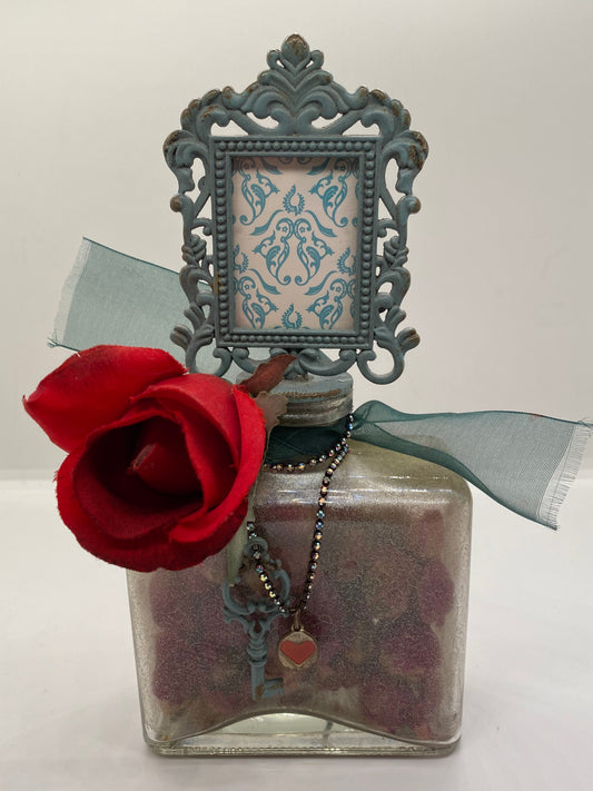 Key To My Heart Rose Picture Frame Bottle